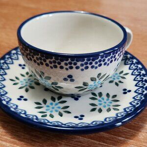 Polish pottery cappuccino cup